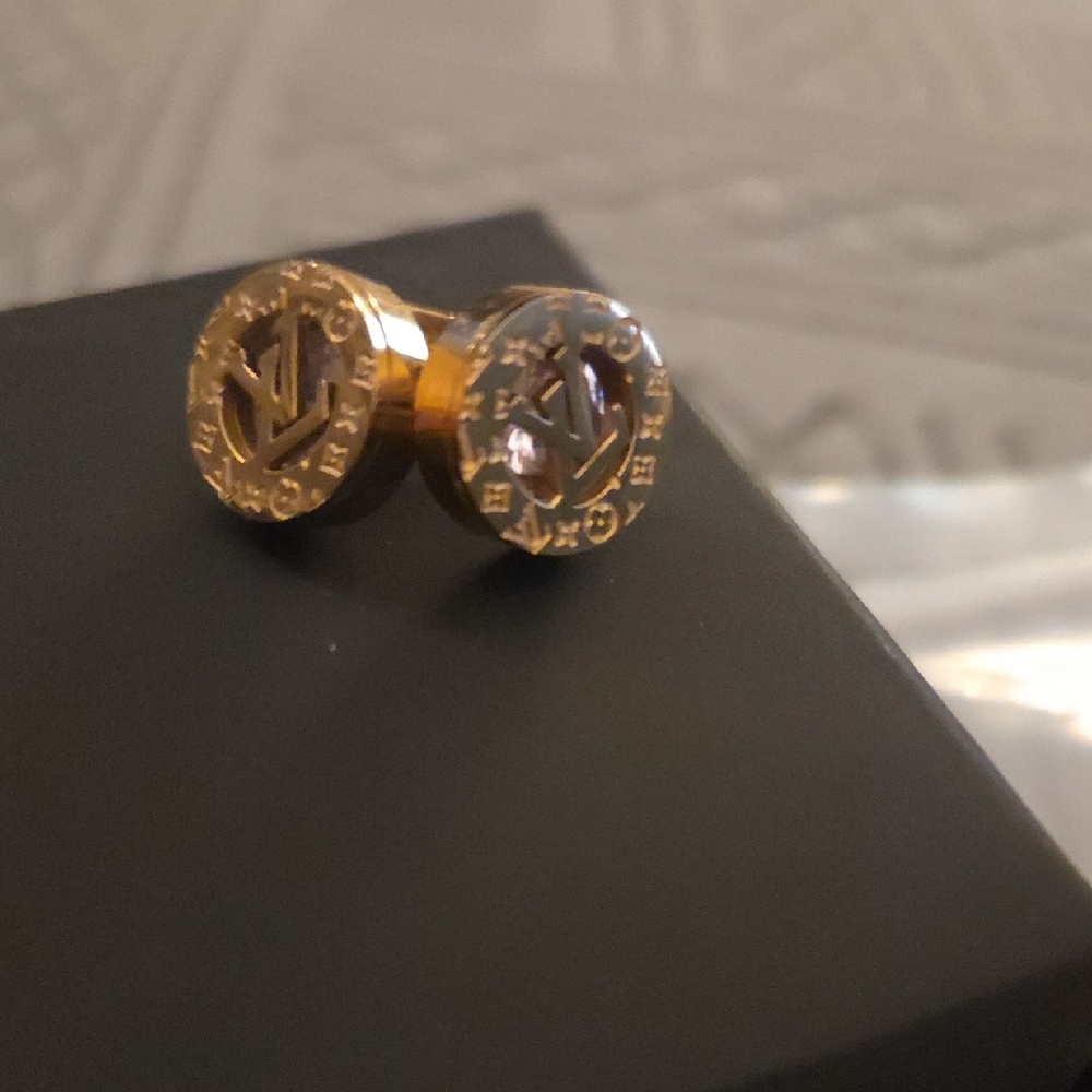 Stunning Gold LV Logo Earrings